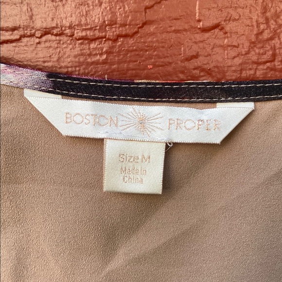 Boston Proper Lace Up Neckline Floral Chiffon Flounce Sleeve Top Women's Size M - Picture 3 of 8